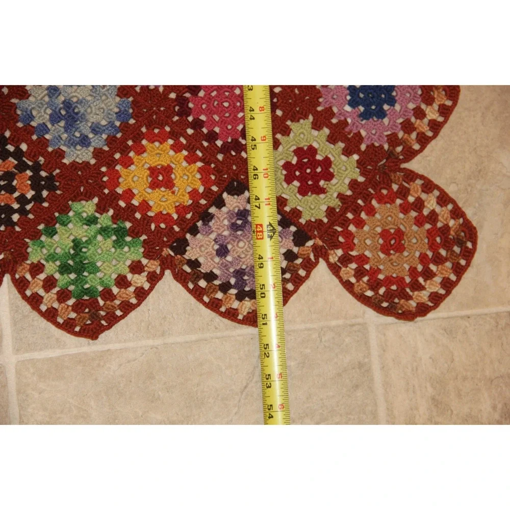 VTG Multicolor Crochet Granny Square Afghan Quilt Blanket Throw Roseanne 51